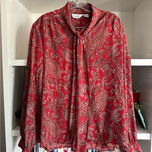 Vintage Red along Sleeves Shirt Blouse Baroque
